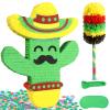 Cinco De Mayo Cactus Pinata for Kids Birthday Party, (16.75x11.25x3 in.) for Fun Fiesta Taco Party Supplies, Luau Event Photo Props, Mexican Theme Decoration, Carnivals Festivals, Taco Tuesday Event