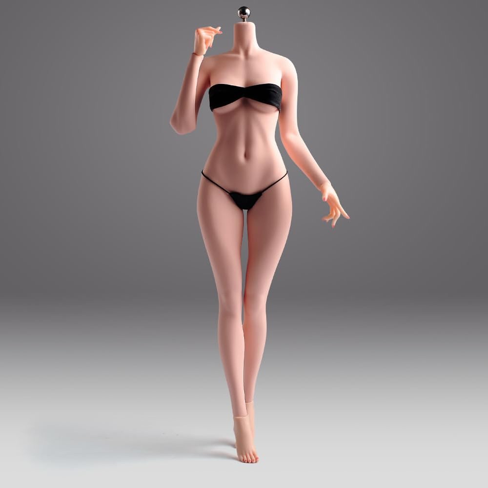 1/6 Scale Female Body,12inch Natural Beauty Body Super Flexible Seamless Figure Large Bust Body with Detachable Feet Collection (Pale Skin, Normal Version)