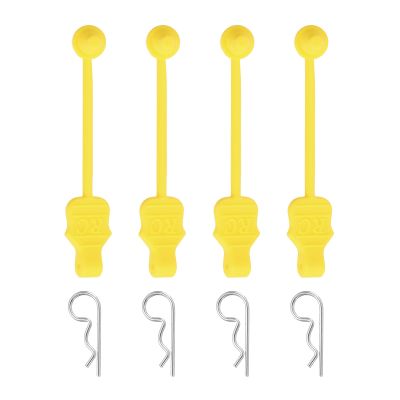 MECCANIXITY 4 Pcs 1.4mm RC Body Clips with Pull Tabs, 45-Degree Bent Stainless Steel Car Clips for 1/8 1/10 Scale Model RC Car Truck Crawler Shell Replacement (Yellow & Silver