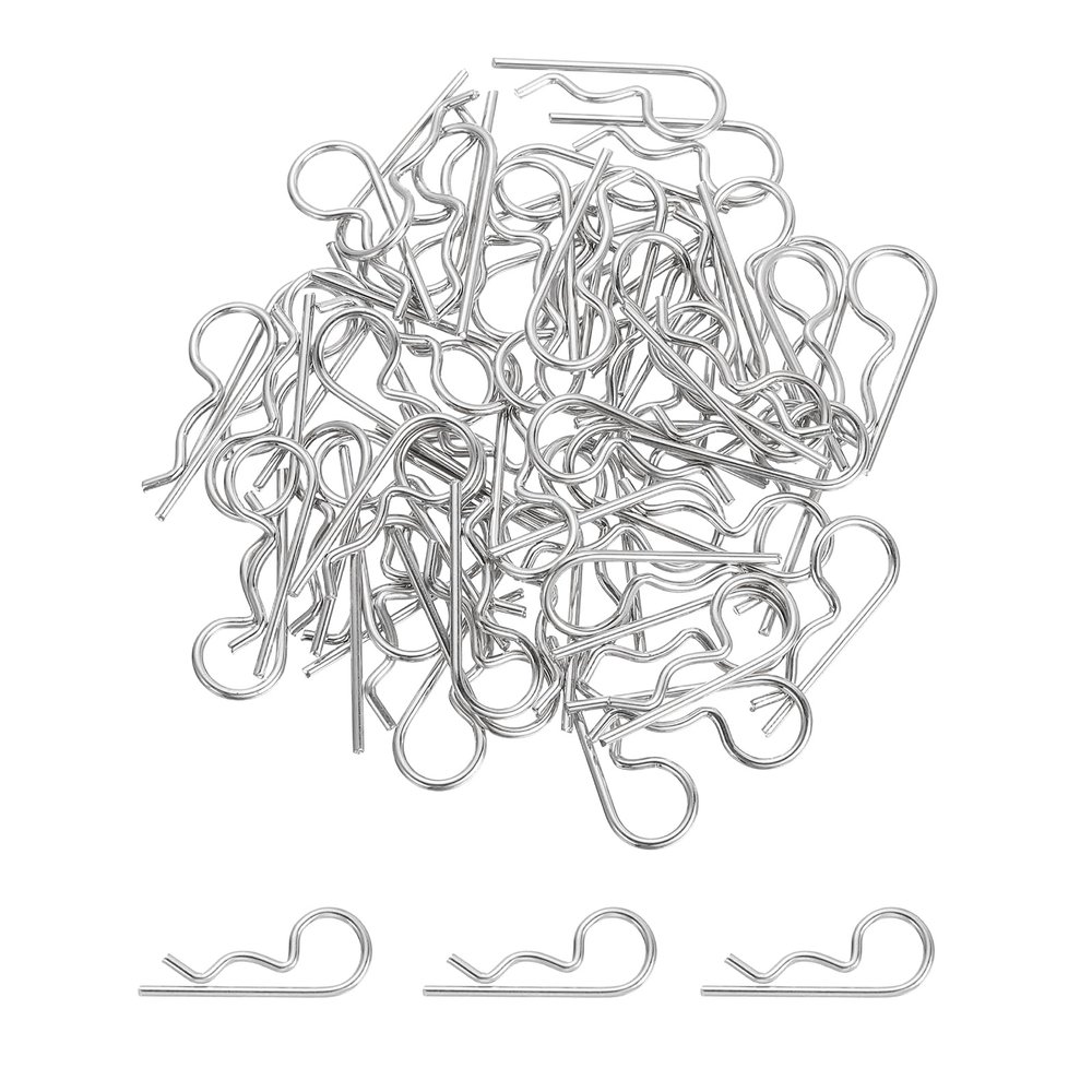 MECCANIXITY 50 Pcs RC Body Clips, 1.2mm Stainless Steel Universal RC Car Clips R Pins for 1/6 1/8 1/10 Scale Model Remote Control Car Truck Crawler Shell Replacement Parts (Silver)