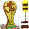 25" World Cup Trophy Piata for FIFA Sports, Soccer Ball Pinata Theme Birthday Party Decorations, Party Props with Buster Stick, Blindfold, Confetti Dot view 1