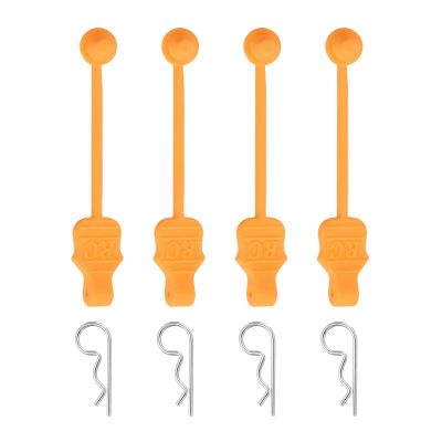 MECCANIXITY 4 Pcs 1.4mm RC Body Clips with Pull Tabs, 45-Degree Bent Stainless Steel Car Clips for 1/8 1/10 Scale Model RC Car Truck Crawler Shell Replacement (Orange & Silver