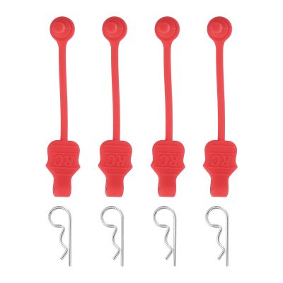 MECCANIXITY 4 Pcs 1.4mm RC Body Clips with Pull Tabs, 45-Degree Bent Stainless Steel Car Clips for 1/8 1/10 Scale Model RC Car Truck Crawler Shell Replacement (Red & Silver