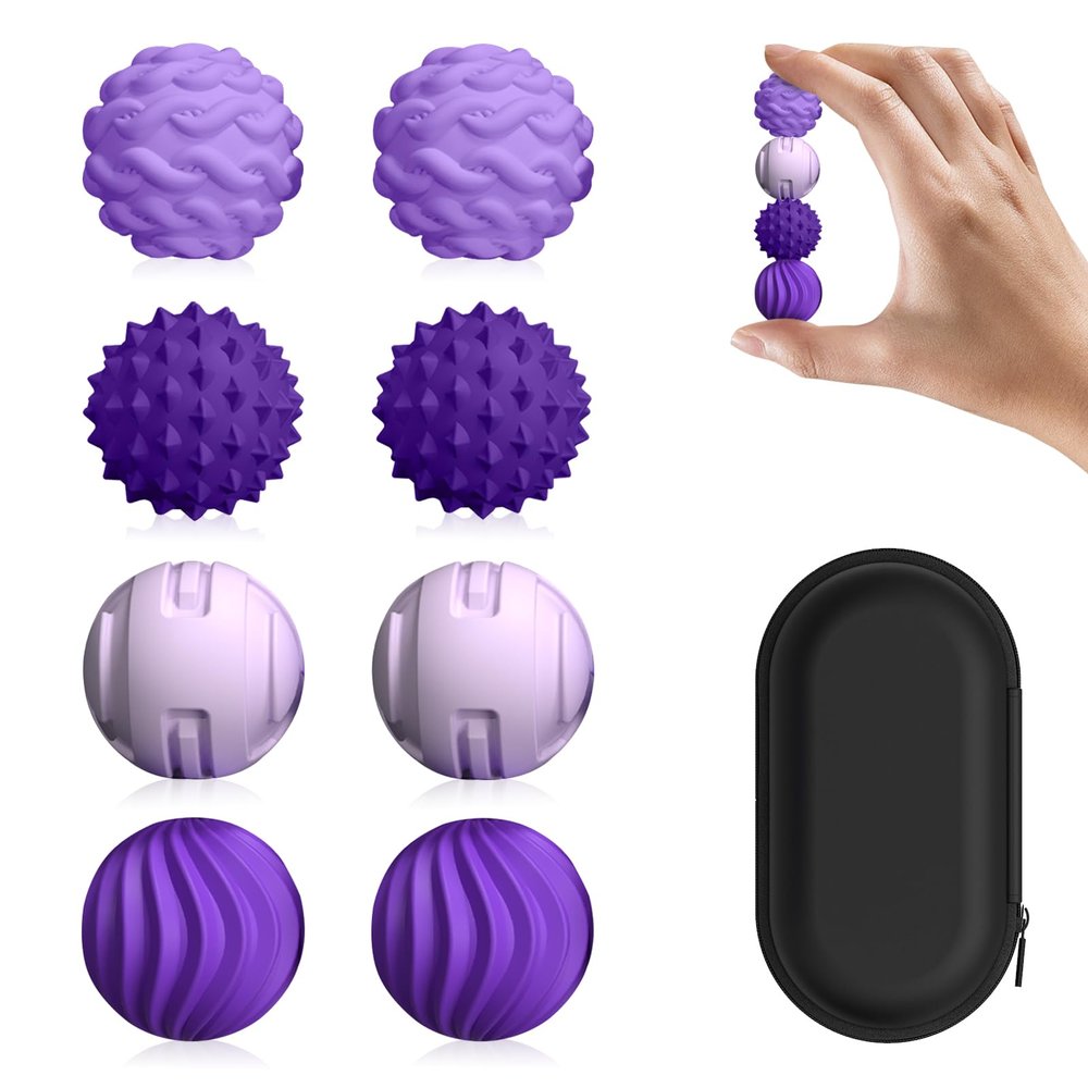 DGMDGS 8-Pack Silicone Magnetic Sensory Fidget Balls, Stress Relief Toys for Adults and Teens(14+), Suitable for Autism ADHD Anxiety, Office Desk Fun Tactile Toy(Purple)