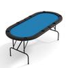 PeakPursuit 8 Oval Player Poker Table Foldable, 71" Folding Blackjack Texas Holdem Table, Portable Casino Leisure Card Board Game Table with Cup Holders for Game Room, Blue view 1