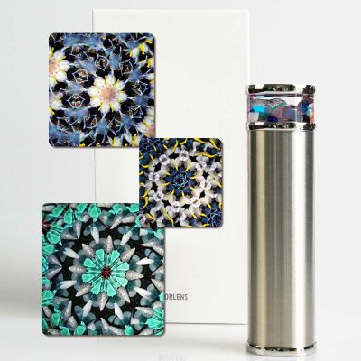 Classic Stainless Steel Handmade Kaleidoscope,5.3 Gentleman Full Visual Natural Agates Gems Crystals and Healing Stones Core Box,Anniversary Birthday Christmas New Year Valentine's Day Present Gift