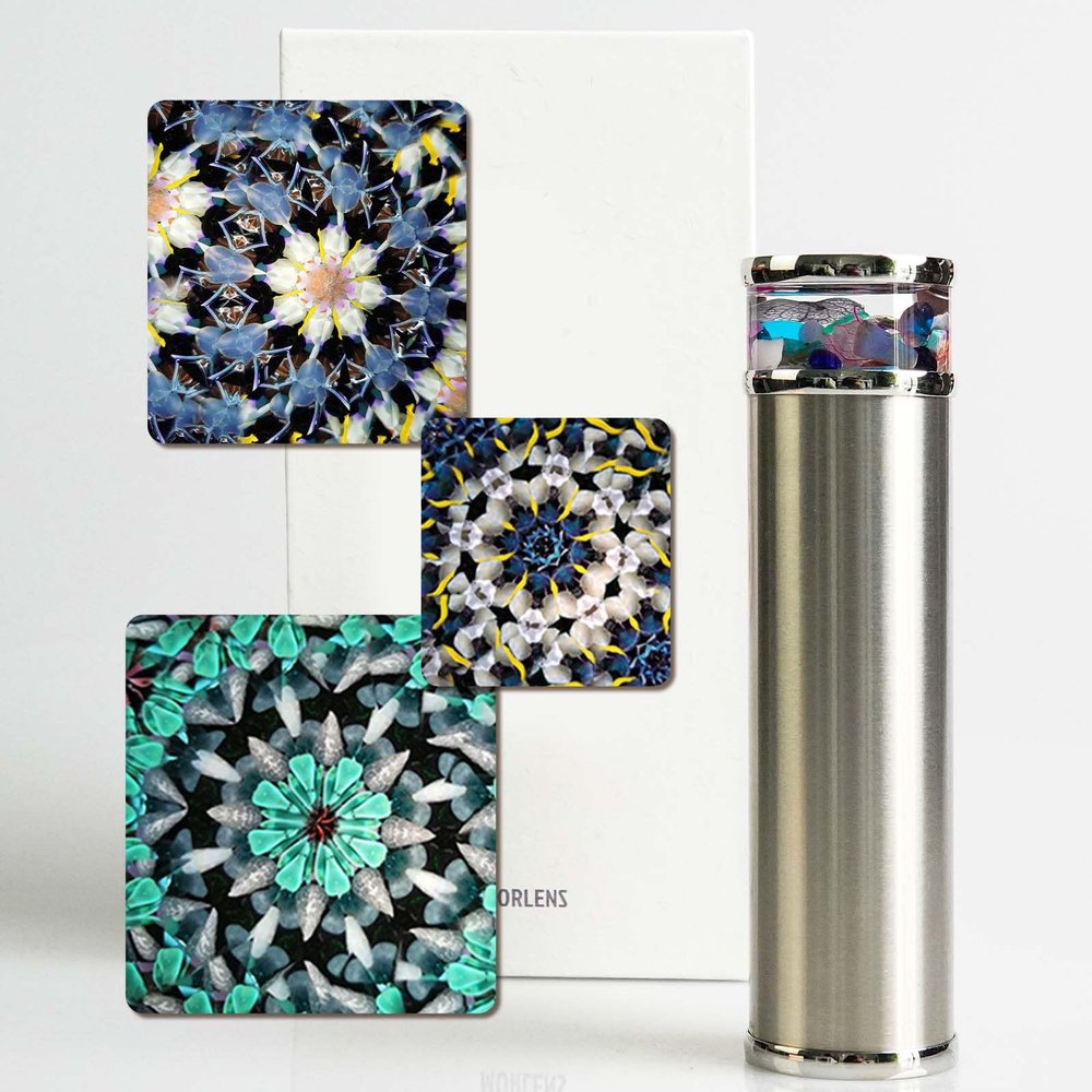 Classic Stainless Steel Handmade Kaleidoscope,5.3 Gentleman Full Visual Natural Agates Gems Crystals and Healing Stones Core Box,Anniversary Birthday Christmas New Year Valentine's Day Present Gift