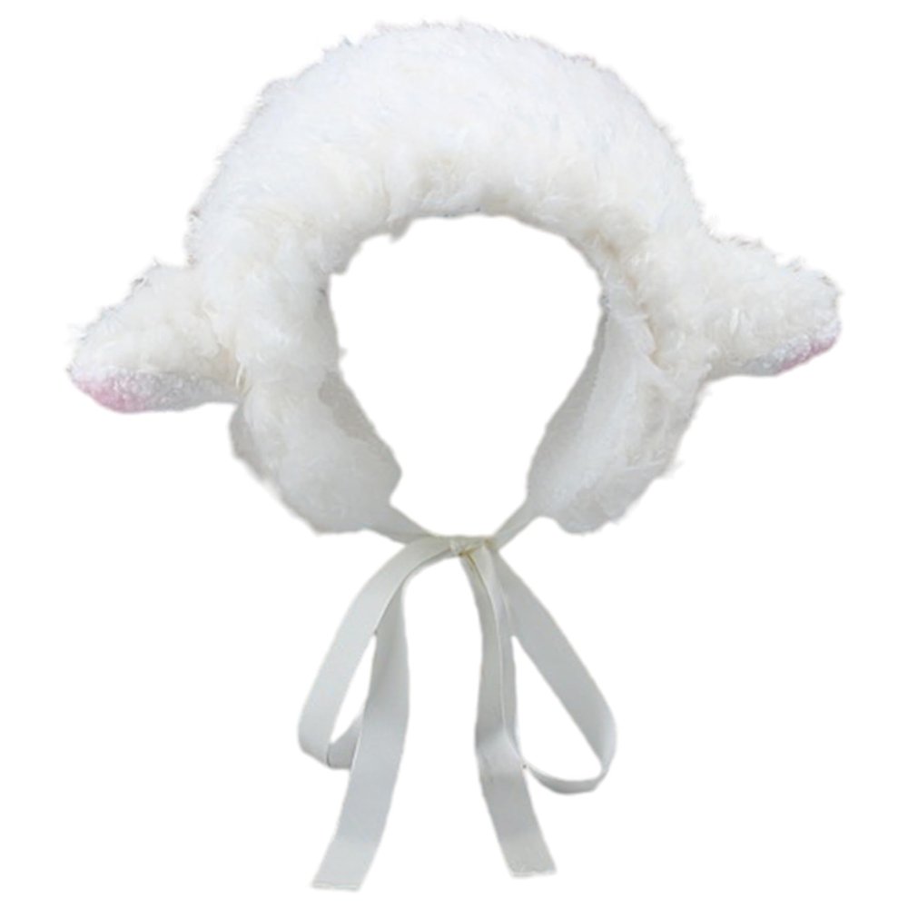 Ngbbby Lamb Hat Cute Cartoon Sheep Hat with Strap Y2k Beanie Winter Headwear Cosplay Photo Props Party Supplies for Women Girls Kids, Lamb Ears Costume