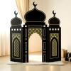 Amyhill Ramadan Eid Mosque Decorations 41 x 44.5 Inch DIY Cardboard Mosque Castle for Home Ramadan Playhouse Corner Activities for Islamic Muslim Home Decor(Black Gold) view 1
