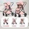 2 in 1 Baby Stroller, High Landscape Infant Stroller Pram Foldable Pushchair with Adjustable Canopy, Storage Basket,5-Point Harness,Mom Bags (Pink) view 3