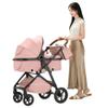 2 in 1 Baby Stroller, High Landscape Infant Stroller Pram Foldable Pushchair with Adjustable Canopy, Storage Basket, Suspension Wheels,5-Point Harness,Mom Bags (Black) view 2