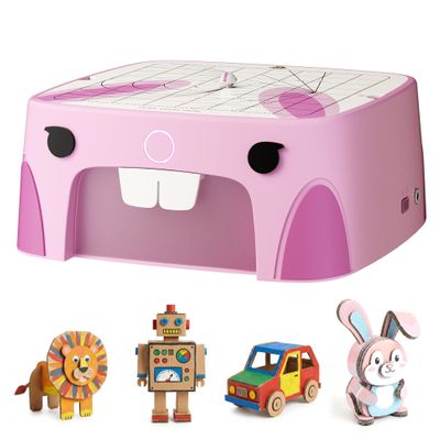 BeaverBot Rabbit Kids Cardboard Cutter for Ages 3+, Safe Bladeless Power Tool for Cardboard Crafts, DIY STEM & STEAM Educational Construction Kit, Creative Upcycling Gift Toy for Boys & Girls