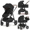 2 in 1 Baby Stroller, High Landscape Infant Stroller Pram Foldable Pushchair with Adjustable Canopy, Storage Basket,5-Point Harness,Mom Bags (Black) view 1