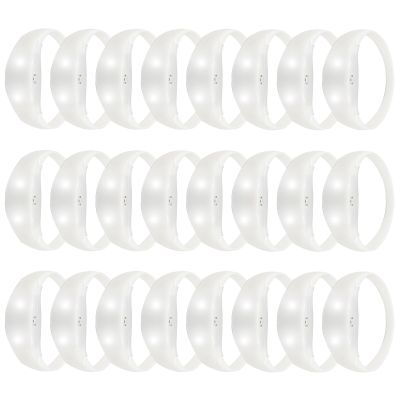 24 Pcs Sound Activated LED Glow Bracelets Light Up Bracelets for Adults Glow in the Dark Bracelets Neon Birthday Party Favors Supplies for Christmas, Halloween, Rave, New Year, Concert (white)