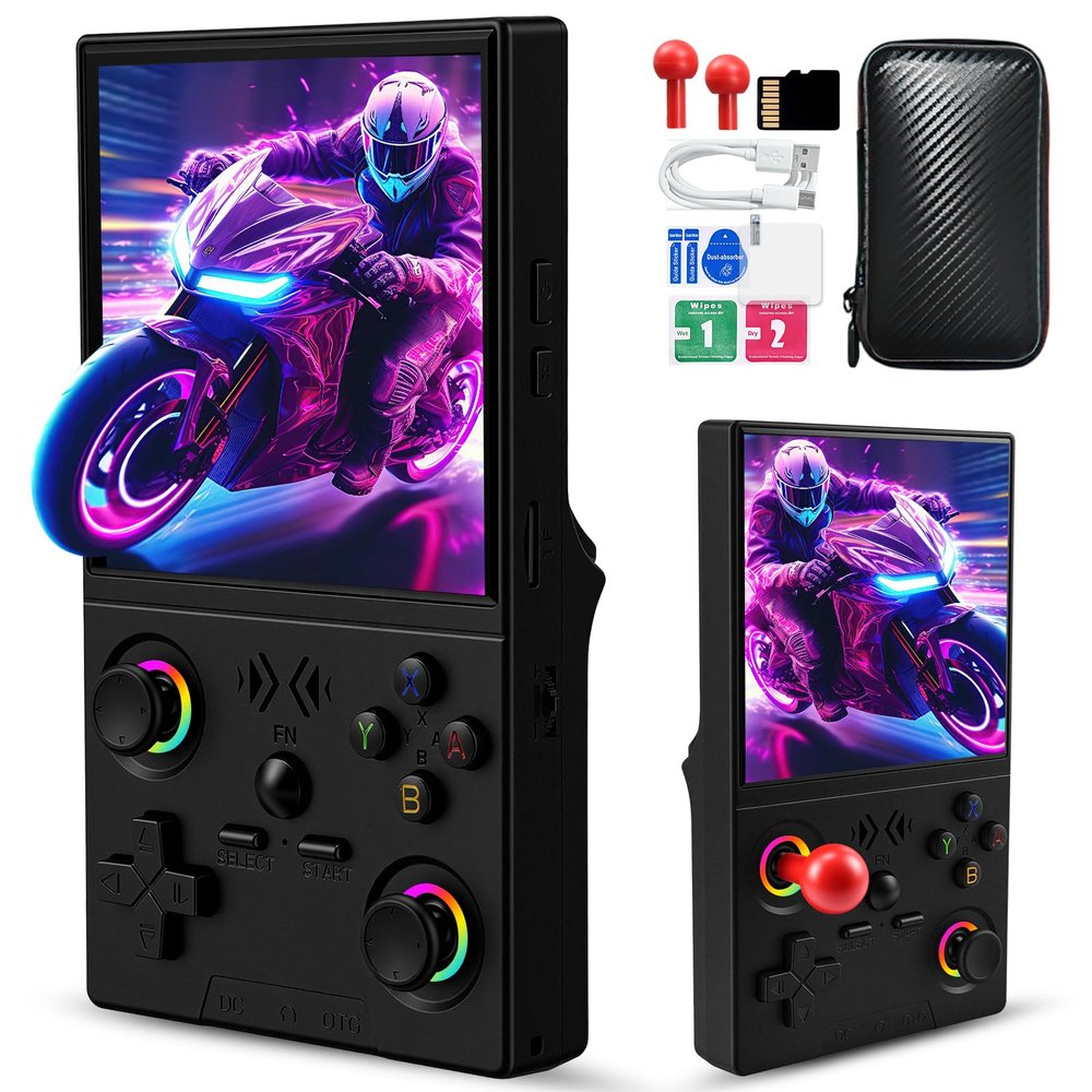 UYTGXEN XF40V Retro Handheld Game Console with 2*Detachable Long Joysticks, 4.0-Inch HD IPS Screen Retro Gaming Console, Preloaded Classic Games with Multiple Emulator, Pocket Video Gaming
