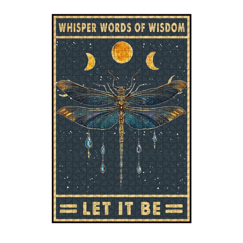 1000 Piece Wooden Jigsaw Puzzle Whisper Words of Wisdom Dragonfly Art Adults Kids Challenging Family Game Educational Stress Relief Learning Toy Home Decor & Portable Travel Play 29.5x19.7 Inch