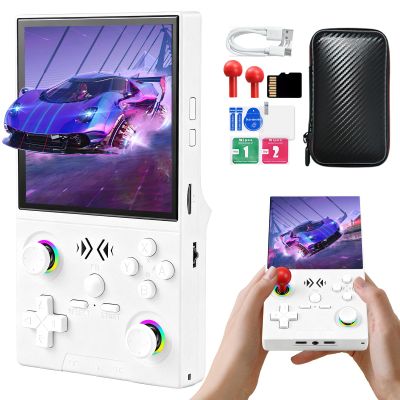 XF40V Retro Handheld Game Console, Retro Gaming Console 4.0'' IPS Screen Linux System Built-in 64G TF Card, Open Source Linux System, Preloaded 20000+ Classic Games, Portable Video Gaming (White-64G)