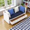 1/12 Scale Miniature Doll House Couch, Mini Sofa Day Bed for 6 Inch Dolls, High Simulation Upholstered Wooden Fabric Loveseat with Pillows, Modern Living Room Furniture, Realistic Model Decoration view 4
