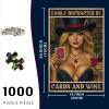 1000 Piece Family Wooden Puzzle Easily Distracted by Cards and Wine for Parents and Kids Fun Adults Kids Puzzle 29.5x19.7 Inch view 2