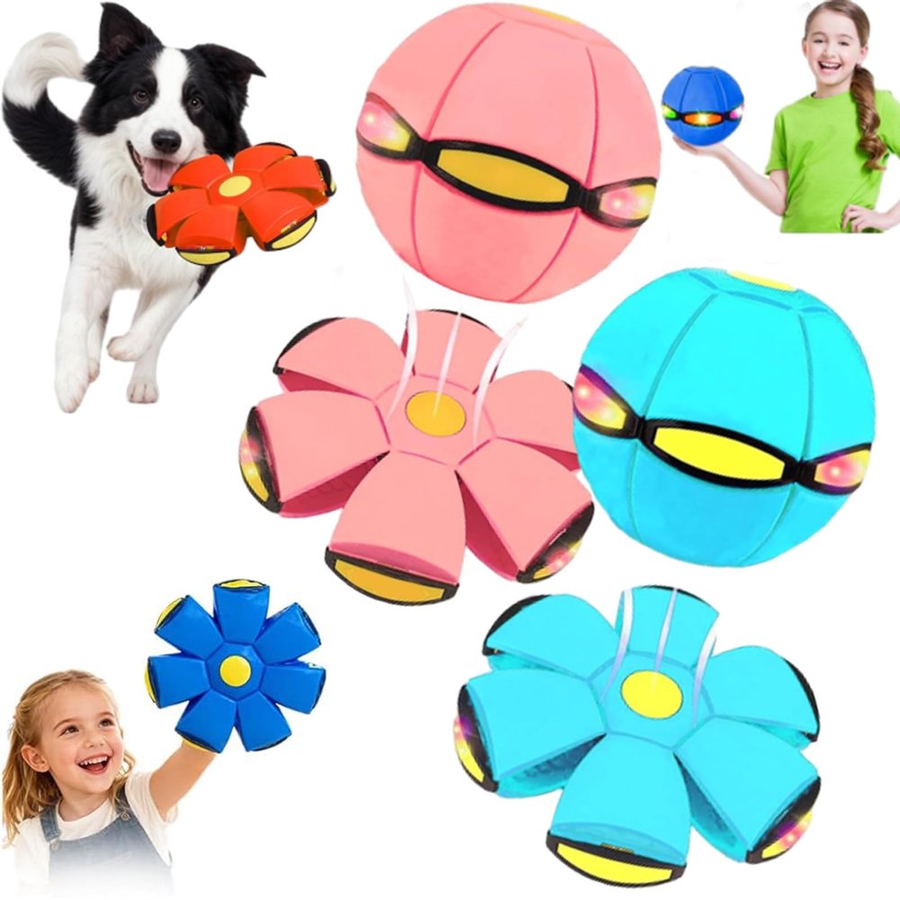RADRUNE Magic Ball, Magic Bouncing Balls, Pop up Ball, Portable Toy Bouncy Balls, Outdoor Interactive Pop-Up Transform Toys, with 6 Light