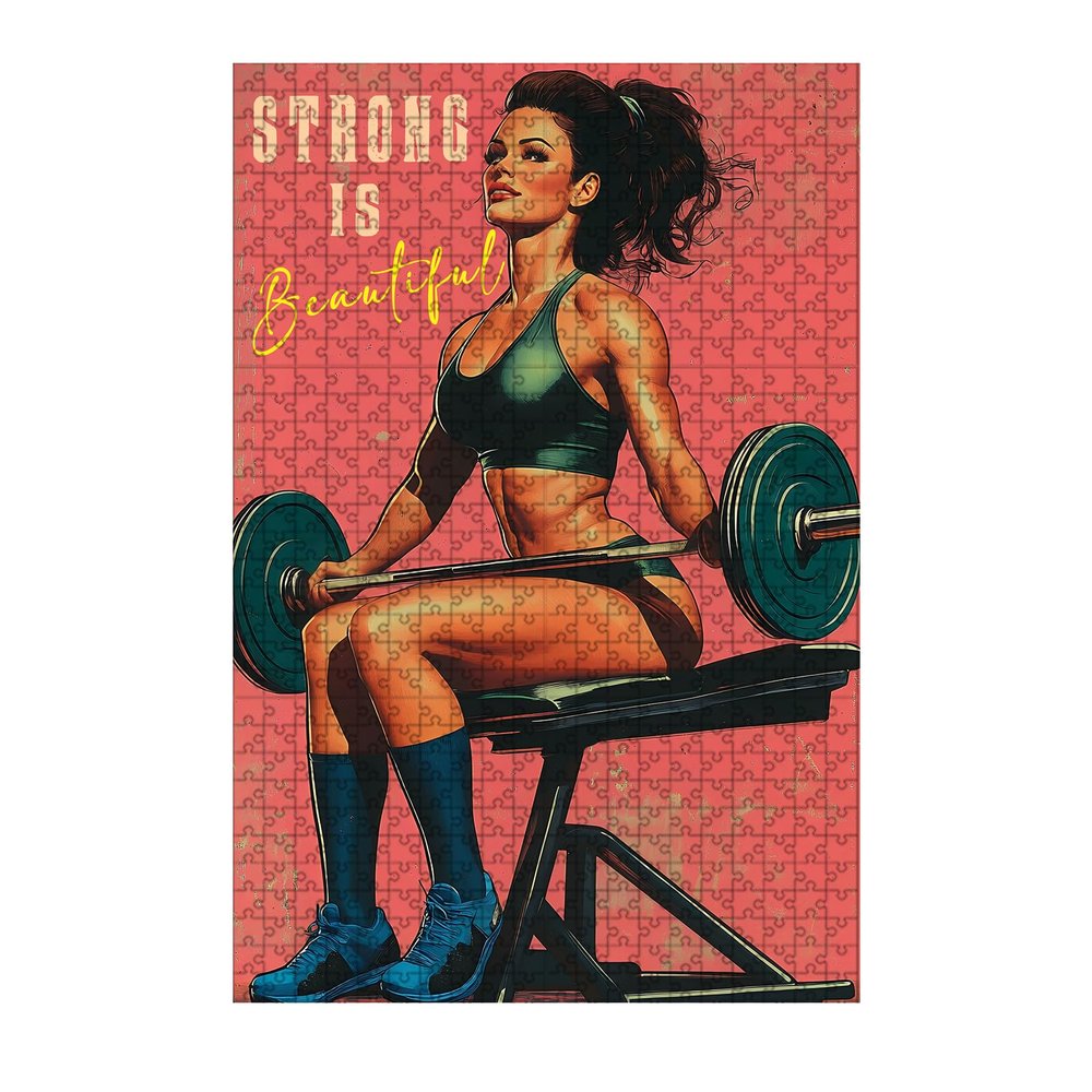 1000 Piece Difficult Wooden Girl Gym Jigsaw Puzzle Strong is Beautiful Adults & Kids Educational Family Game Stress Relief Quiet Play Home Decor 29.5x19.7 Inch