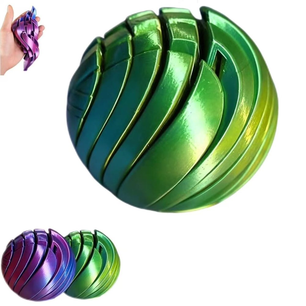 3D Printed Slime Ball Fidget Toy  Gear Sphere Sensory Stress Relief Ball for Anxiety, Relaxation & Focus, Twistable Liquid Flow Fidget Toy for Office, Home & School