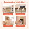 Costzon Kids Kitchen Playset, Toddler Wooden Pretend Playset w/Real Lights & Sounds, Faucet, Microwave Oven, Coffee Machine, Toaster & Ice Dispenser, Little Chef Play Kitchen for Kids Aged 3+ (Pink) view 4