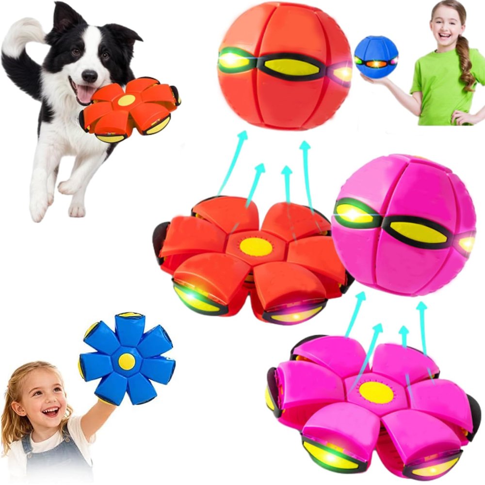 RADRUNE Magic Ball, Magic Bouncing Balls, Pop up Ball, Portable Toy Bouncy Balls, Outdoor Interactive Pop-Up Transform Toys, with 6 Light