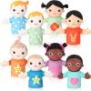 Jenaai 8 Pcs Multicultural Hand Puppets Set for Kids 11.8" African Asian European Children Plush Hand Puppets for Boys Girls House School Theater Shows Storytelling Role Play Classroom Teaching view 1