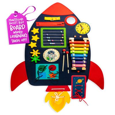 Monz Montessori Sensory Wall Busy Board for Toddlers 2-5 Wall Mounted Interactive Activity Panel, Educational Felt Sensory Board, Preschool Learning Toy for Kids Classroom or Playroom