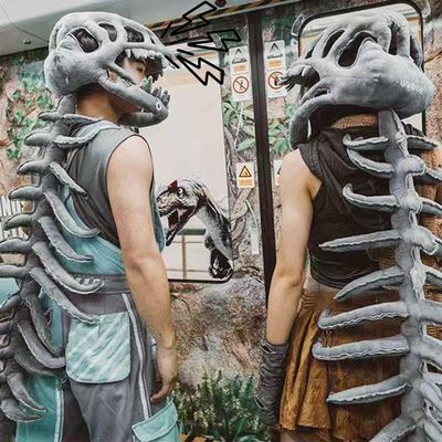 3D SpineSauru Dino Skeleton Costume with Sound, Realistic Apatosaurus Suit for Halloween, 3D Print-Friendly Family Fun (Large(45in))