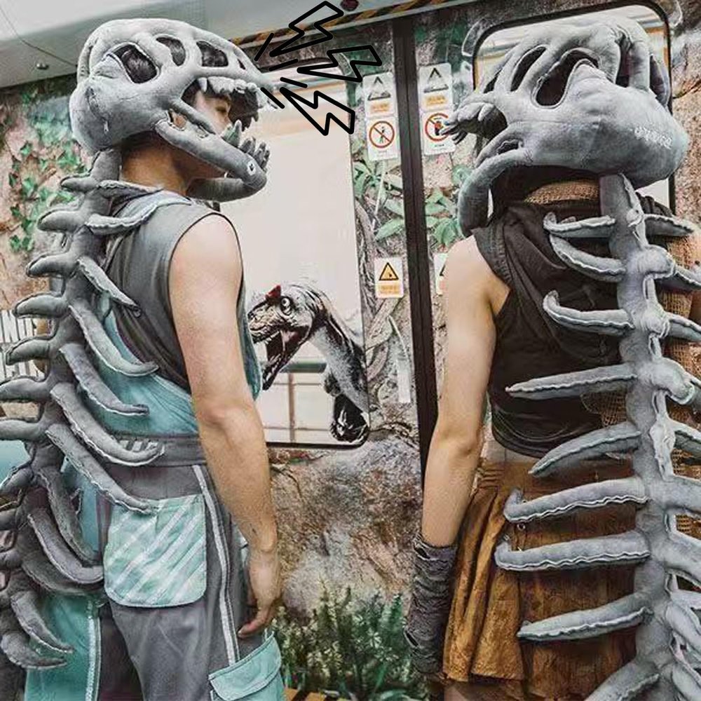 3D SpineSauru Dino Skeleton Costume with Sound, Realistic Apatosaurus Suit for Halloween, 3D Print-Friendly Family Fun (Large(45in))