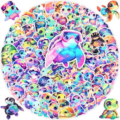 100 Pcs Cute Sea Turtle Stickers for Girls Boys, Lovely Cartoon Rainbow Tortoise Sticker Pack for Laptop,Water Bottle, Waterproof Colorful Ocean Animal Vinyl Decals for Kids Teens Adults, Party Favors
