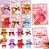 28 Pack Valentines Day Gifts for Kids Classroom Valentines Cards for Kids School Mini Bear Plush Toys Keychains Valentines for Boys Girls Class Valentines Exchange Cards Valentine Party Favors Prizes view 1