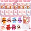 28 Pack Valentines Day Gifts for Kids Classroom Valentines Cards for Kids School Mini Bear Plush Toys Keychains Valentines for Boys Girls Class Valentines Exchange Cards Valentine Party Favors Prizes view 2