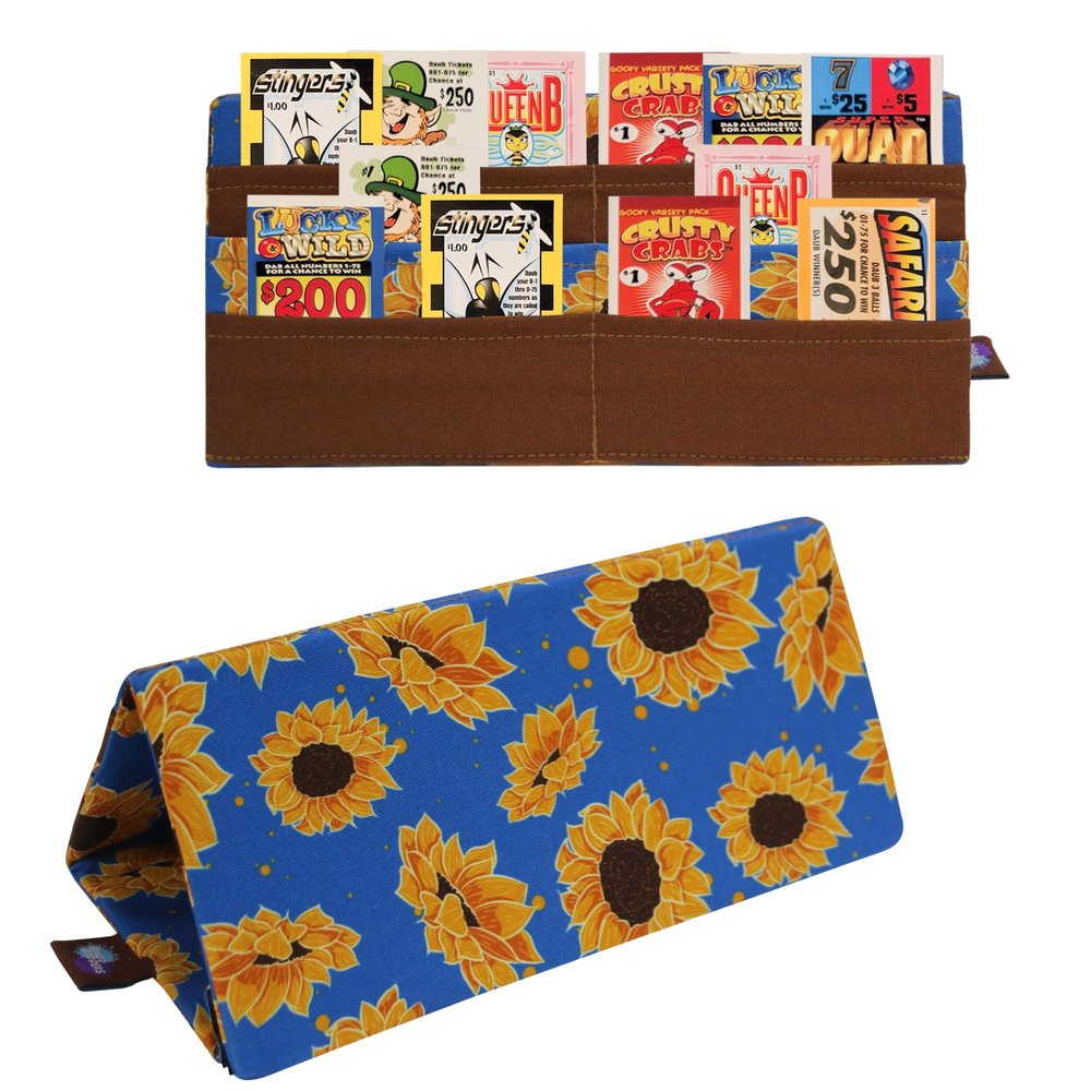 2 Pack -Holders for Playing Cards and Bingo Pull Tabs, Foldable Hands Free for Kids and Adults (Sunflower)