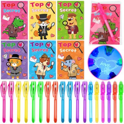24 Pack Valentines Day Gifts for Kids Classroom Invisible Ink Pen with Valentines Cards, Valentines Party Favors for Kids School Spy Pen Magic Gifts Valentines Pens for Class Exchange Card Prizes