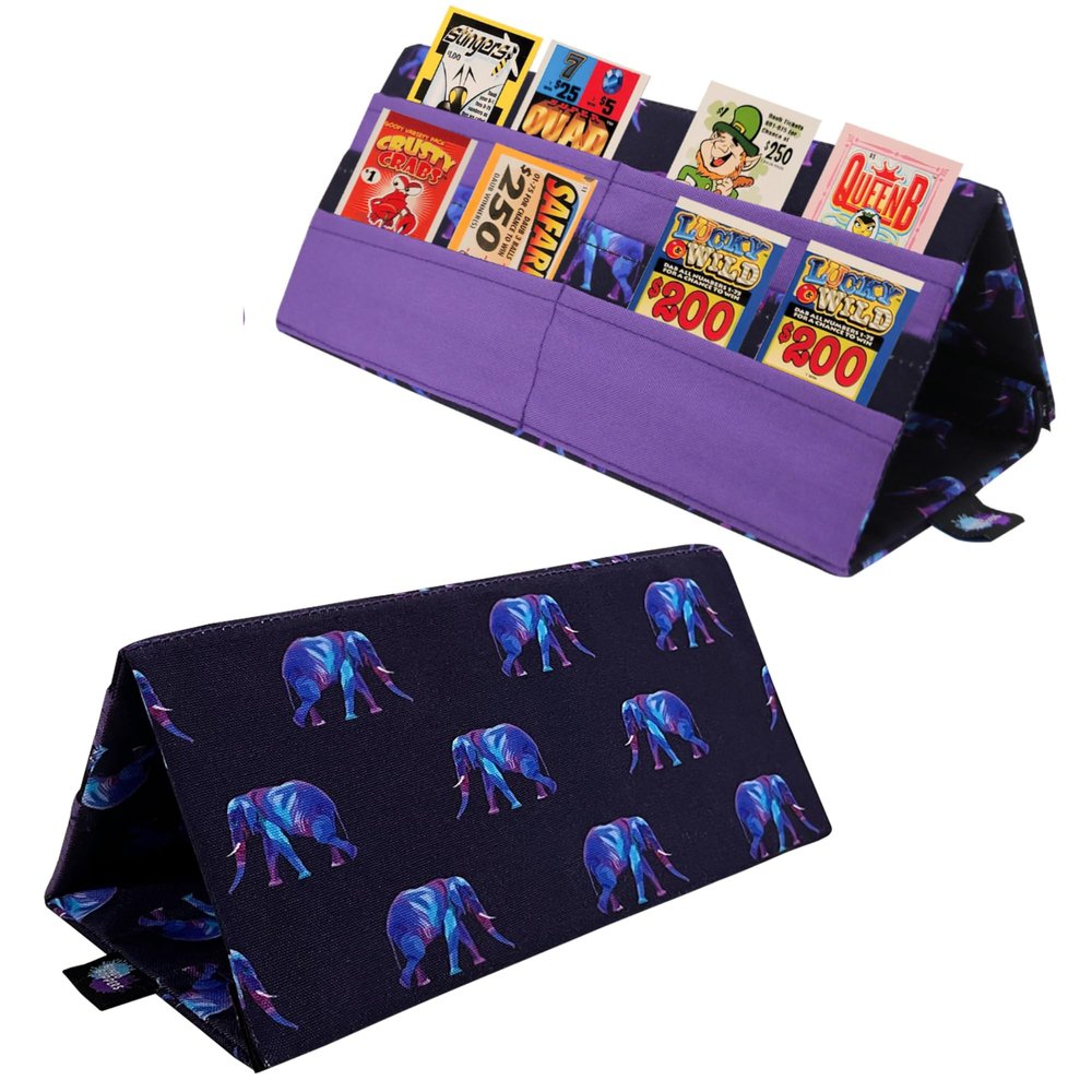 2 Pack -Holders for Playing Cards and Bingo Pull Tabs, Foldable Hands Free for Kids and Adults (Elephant)