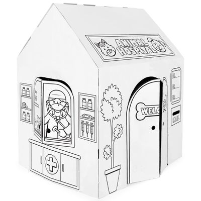 Easy Playhouse: Animal Hospital - Decorate & Personalize A Cardboard Play Fort, Color-Draw-Doodle, DIY Art-Crafts Activity, 32 x 26.5 x 40.5, Kids 3+