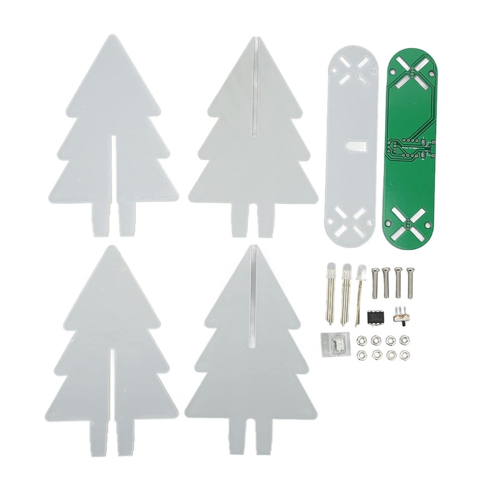 3D DIY Electronic Christmas Tree Kit - LED Gradient Light, USB Powered (Acrylic & Metal) - Soldering Practice Kit for Beginners & Enthusiasts, Holiday Decoration