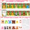 24 Pack Valentines Day Cards for Kids Classroom with Valentines Animals Plush Toys Valentines Day Gifts for Kids School Valentines for Class Exchange Cards Valentines Party Favors Prizes Girls Boys view 2
