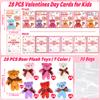 28 Pack Valentines Day Cards for Kids Classroom with Mini Bear Plush Toys Keychain Valentines Day Gifts for Kids School Valentines for Class Exchange Cards Valentines Party Favors Prizes Girls Boys view 2