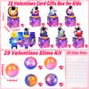 28 Pack Valentines Day Gifts for Kids Classroom Galaxy Slime Kit Valentines Cards Space Gift Boxes for Kids School, Valentines Day Slime Fidget Toys Exchange Cards Valentines Party Favors Boys Girls view 2