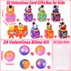 28 Pack Valentines Day Gifts for Kids Classroom Galaxy Slime Kit Valentines Cards Space Gift Boxes for Kids School, Valentines Day Slime Fidget Toys Exchange Cards Valentines Party Favors Boys Girls view 2