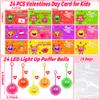 24 Pack Valentines Day Gifts for Kids Classroom LED Puffer Balls with Valentines Cards for Kids School Stress Relief Balls Light Up Toys Valentines for Boys Girls Class Exchange Prizes Party Favors view 2