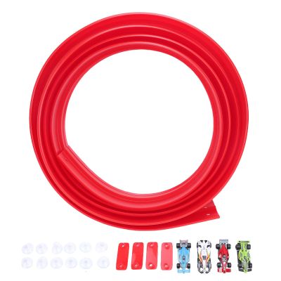 Yunir Flex Tracks, Anti Gravity Flexible Car Track, Inertia Powered Toy Cars, Rolls Up Track Builder Playset with 16 Accessories for Boys