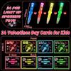 24 Pack Valentines Day Gifts for Kids Classroom LED Rotating Fidget Toys with Valentines Cards for Kids School, Light Up Valentines Pen for Kids Class Exchange Cards Prizes Party Favors for Boys Girls view 2