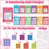 24 Pack Valentines Day Gifts for Kids Classroom Valentines Day Cards with Tic-Tac-Toe Game Keychains Valentines for Kids School Class Exchange Cards Valentines Party Favors Boys Girls Toddlers view 2