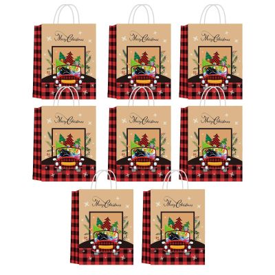 Bags - 10PCS Holiday Cookie Paper Bags with Handle Wrapping Sacks Pouches for Presents Party Favor, Seasonal Home Celebration, Holiday Treats, 21x15x8cm