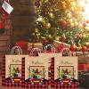 Bags - 10PCS Holiday Cookie Paper Bags with Handle Wrapping Sacks Pouches for Presents Party Favor, Seasonal Home Celebration, Holiday Treats, 21x15x8cm view 3